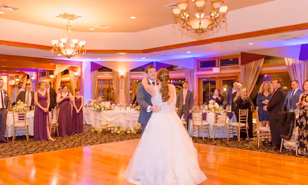 Bride and groom dance during Black Bear wedding reception.